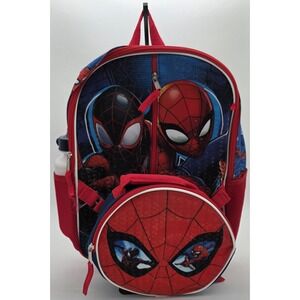 Spiderman Backpack w/ Insulated Lunch Bag To Match & Water Bottle New Item #0159